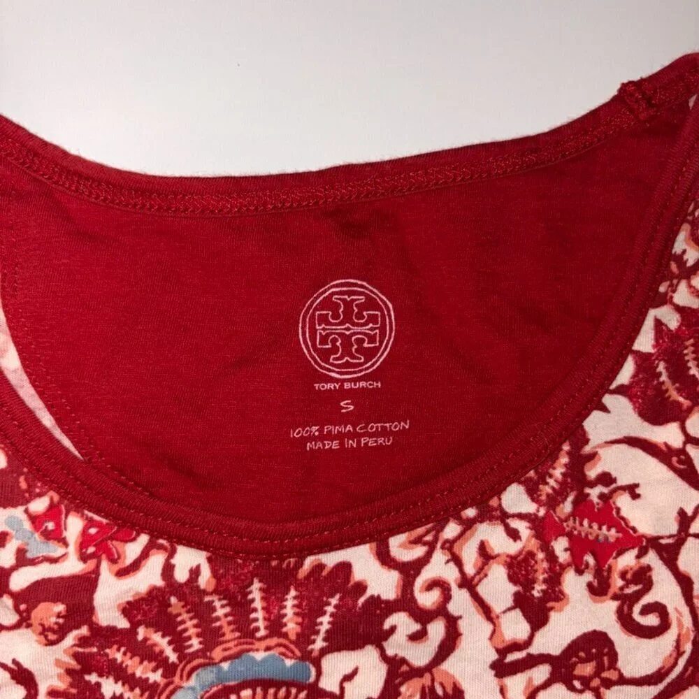 Tory Burch Printed Crew Neck Sweatshirt Pima Cotton Soft Tee Shirt Small